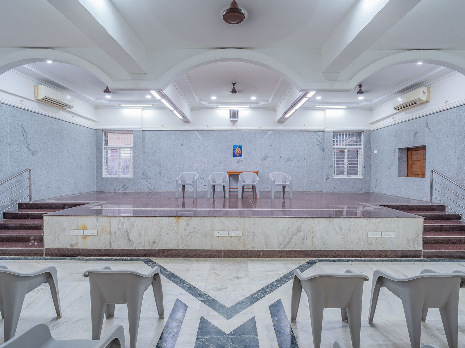 Clean modern Interior with marble tiles